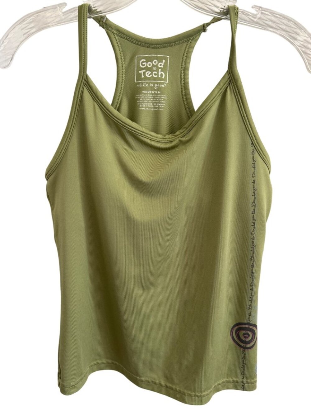 Life Is Good Good Tech Green Racerback Tank Top With Built In Bra M RUNS SMALL